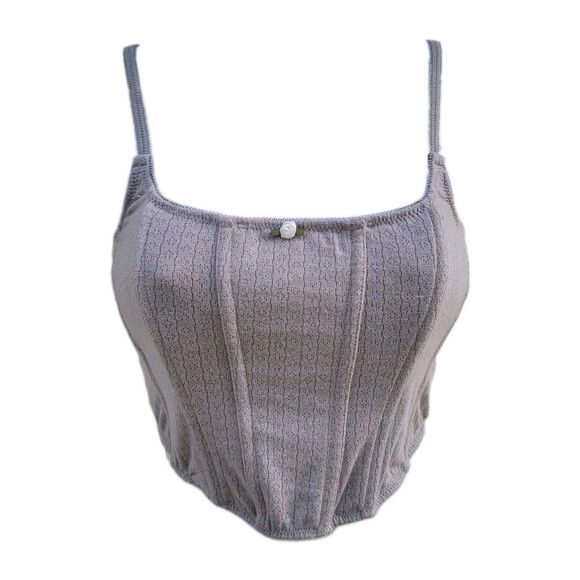 Urban Outfitters Tops - Urban Outfitters Out From Under Gray Stevie Pointelle Corset Top  S Fairy Whimsy